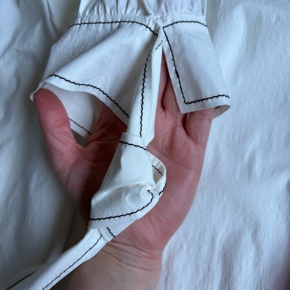 Rejina Pyo Hayley Cream Ivory Off White Puff Sleeve Blouse Tie Sleeve size M - Picture 10 of 10